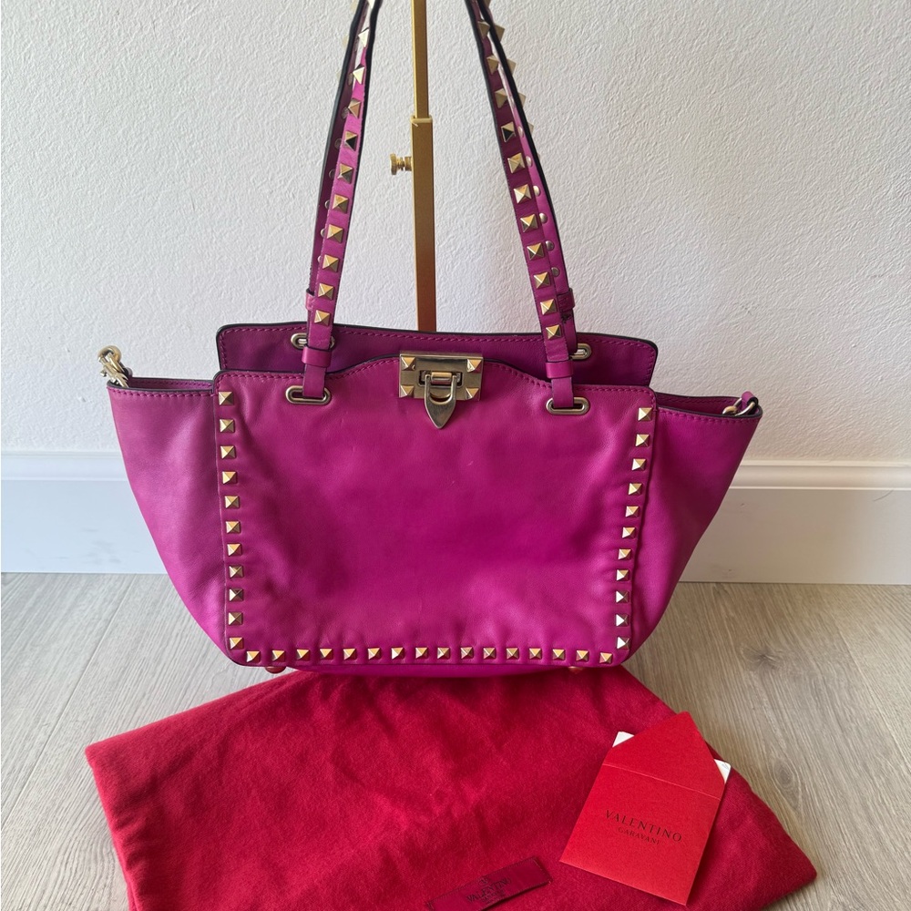 Valentino Rockstud Pink Leather Shoulder Bag - Picture 2 of 9